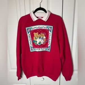 VINTAGE Gopher sport collared teddy bear sweatshirt